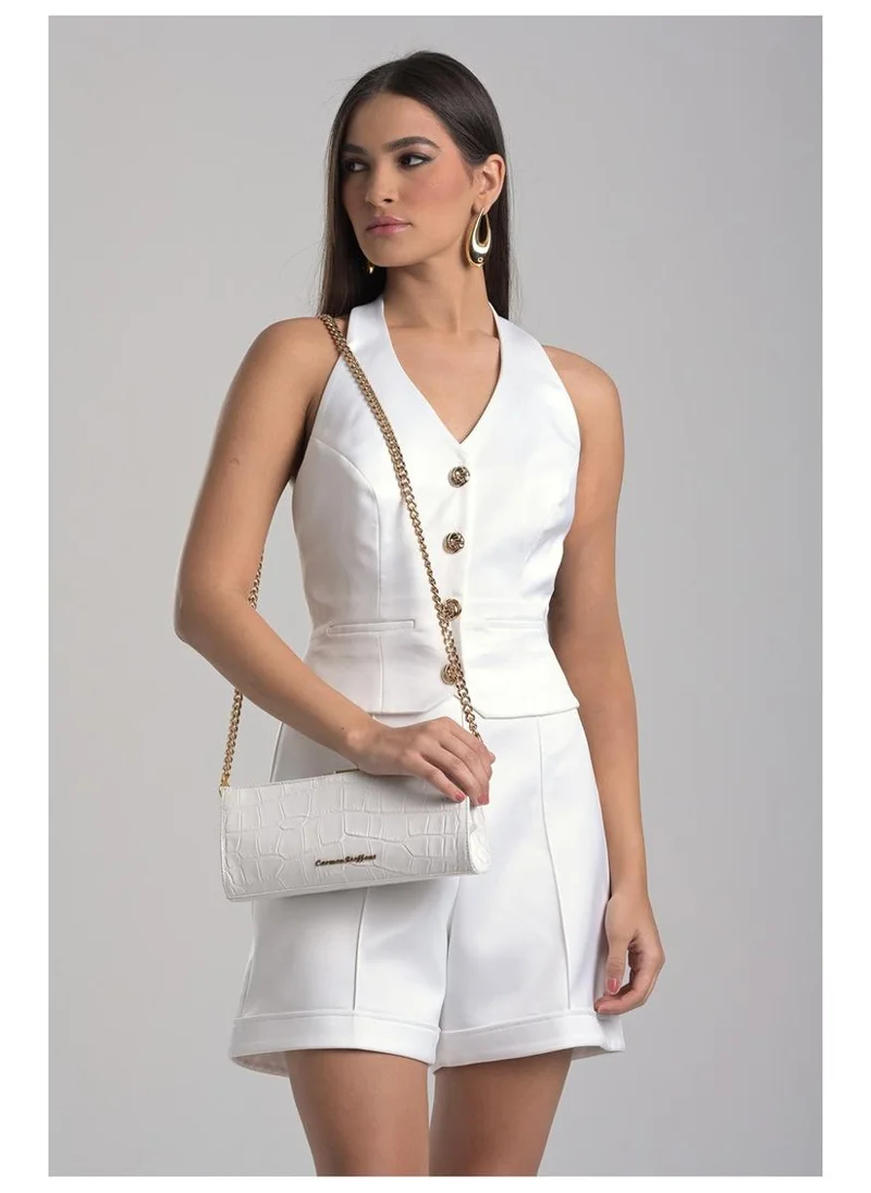Carmen Steffens  White Crossbody Bag Bianco Croco Leather for Women | Best Price UAE