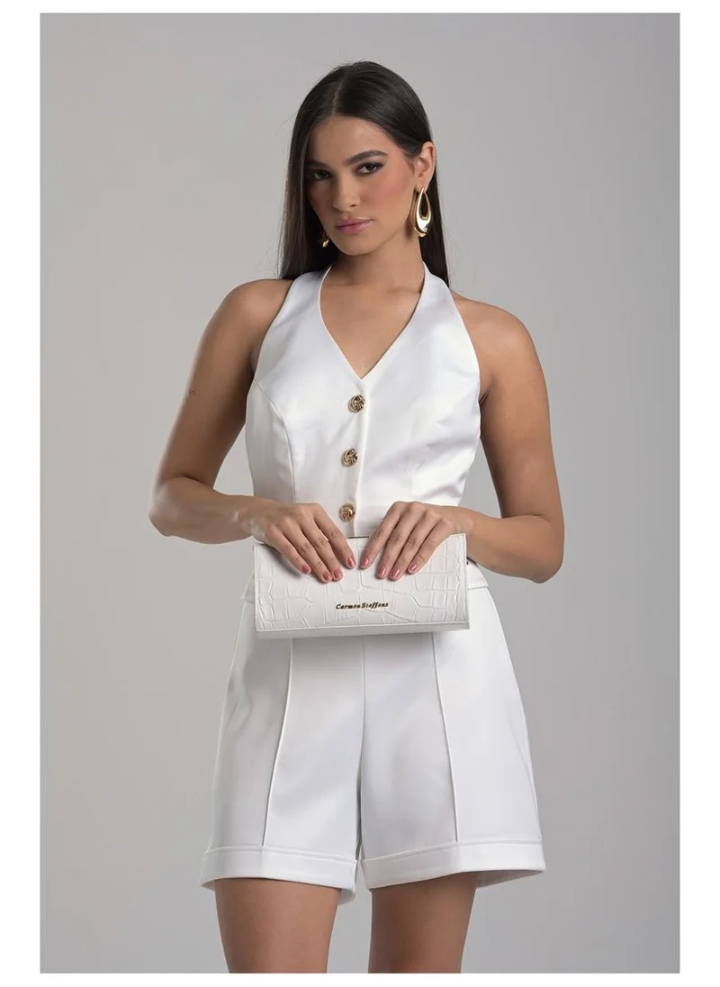 Carmen Steffens  White Crossbody Bag Bianco Croco Leather for Women | Best Price UAE