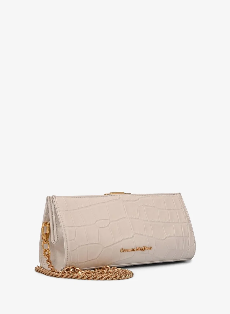 White Crossbody Bag Bianco Croco Leather