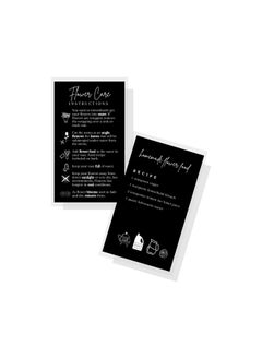 Lashicorn Fresh Flowers Care Instructions & Flower Food Recipe ; 50 Pack ; 2X3.5” In Business Card ; Gardening Business Supplies ; Florist Supplies ; Black Card Design  - Image 5