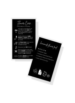 Lashicorn Fresh Flowers Care Instructions & Flower Food Recipe ; 50 Pack ; 2X3.5” In Business Card ; Gardening Business Supplies ; Florist Supplies ; Black Card Design  - Image 2