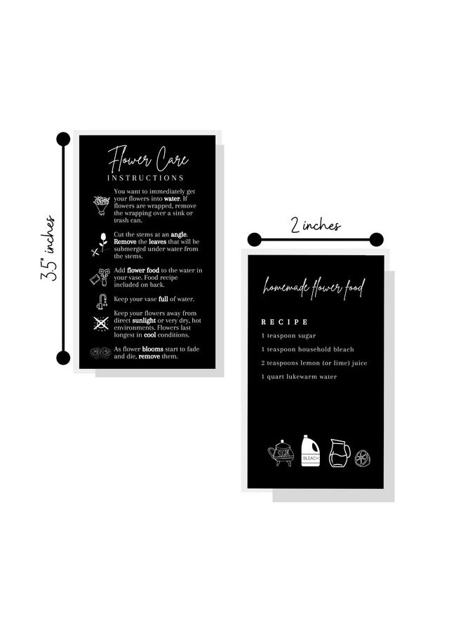 Lashicorn Fresh Flowers Care Instructions & Flower Food Recipe ; 50 Pack ; 2X3.5” In Business Card ; Gardening Business Supplies ; Florist Supplies ; Black Card Design  - Image 3