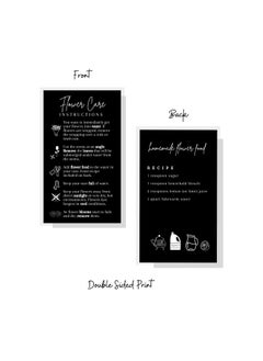 Lashicorn Fresh Flowers Care Instructions & Flower Food Recipe ; 50 Pack ; 2X3.5” In Business Card ; Gardening Business Supplies ; Florist Supplies ; Black Card Design  - Image 4