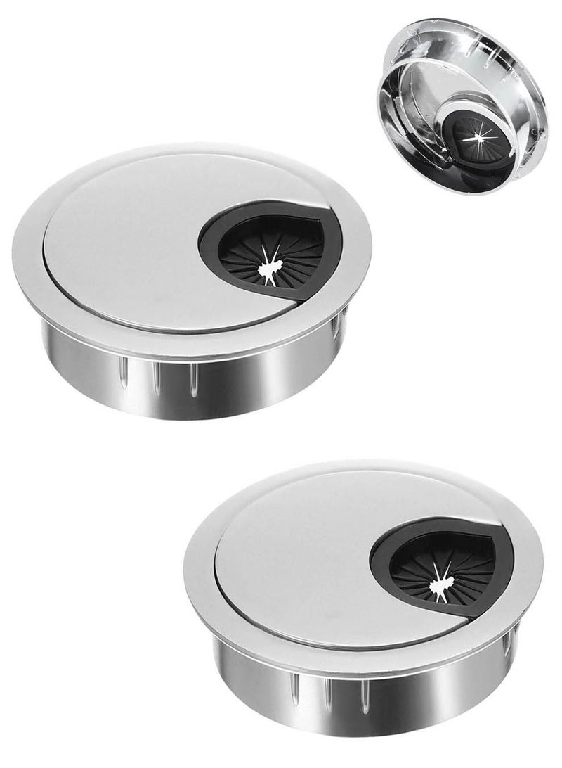 هيدفانا غطاء فتحة الكابل، 2 قطعة 60 مم من سبائك الزنك غطاء فتحة سلك سلك مكتب من سبائك الزنك لمنظم كابل مكتب الكمبيوتر الشخصي - Image 1