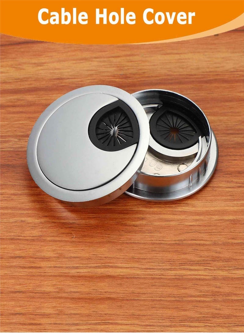 هيدفانا غطاء فتحة الكابل، 2 قطعة 60 مم من سبائك الزنك غطاء فتحة سلك سلك مكتب من سبائك الزنك لمنظم كابل مكتب الكمبيوتر الشخصي - Image 5