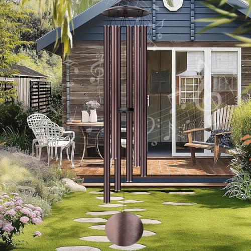 URNETERN 66 Large Wind Chimes for Outside Deep Tone 6 Thickened 12 Tubes Tuned Relaxing Melody Wind Chime Windchimes Outdoors for Garden Patio Decor Great Gift Idea for Your Loved One Bronze 66 - Image 1