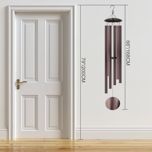 URNETERN 66 Large Wind Chimes for Outside Deep Tone 6 Thickened 12 Tubes Tuned Relaxing Melody Wind Chime Windchimes Outdoors for Garden Patio Decor Great Gift Idea for Your Loved One Bronze 66 - Image 3