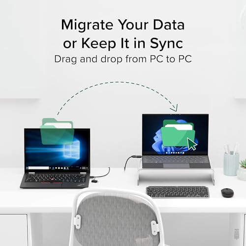 Plugable USB Data Transfer Cable PC to PC, Compatible with Windows USB C and USB 3.0, Transfer Files to New Computer with Included Bravura Easy Computer Sync Software, 6.6ft (USBC-TRAN) - Image 2