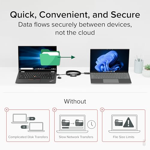 Plugable USB Data Transfer Cable PC to PC, Compatible with Windows USB C and USB 3.0, Transfer Files to New Computer with Included Bravura Easy Computer Sync Software, 6.6ft (USBC-TRAN) - Image 4