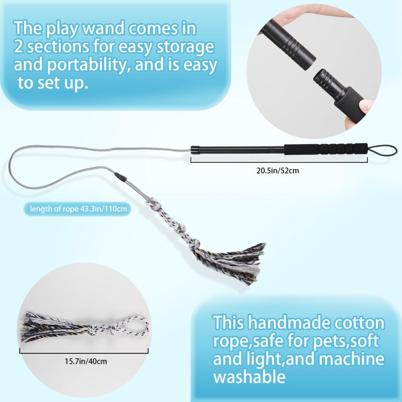 ABtool Flirt Pole for Small Medium Dogs,Interactive Chase and Tug of War Outdoor Dog Toys,Heavy Duty Dog Teaser Wand Chase Toys with Rope,Durable Flirt Stick Pole for Dogs Outside Agility Exercise & Training - Image 4