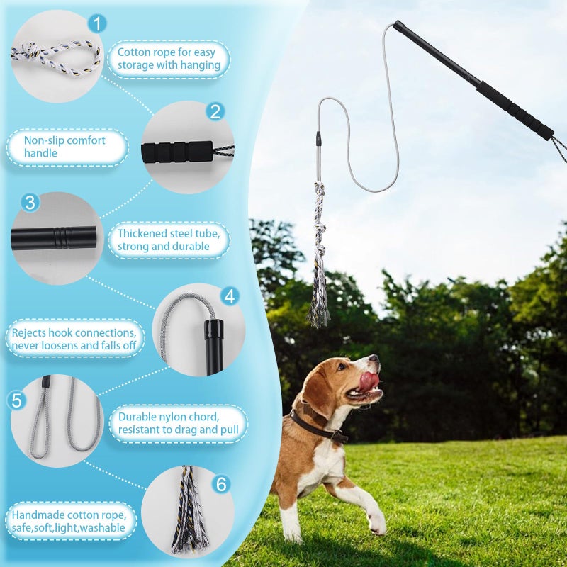 ABtool Flirt Pole for Small Medium Dogs,Interactive Chase and Tug of War Outdoor Dog Toys,Heavy Duty Dog Teaser Wand Chase Toys with Rope,Durable Flirt Stick Pole for Dogs Outside Agility Exercise & Training - Image 2