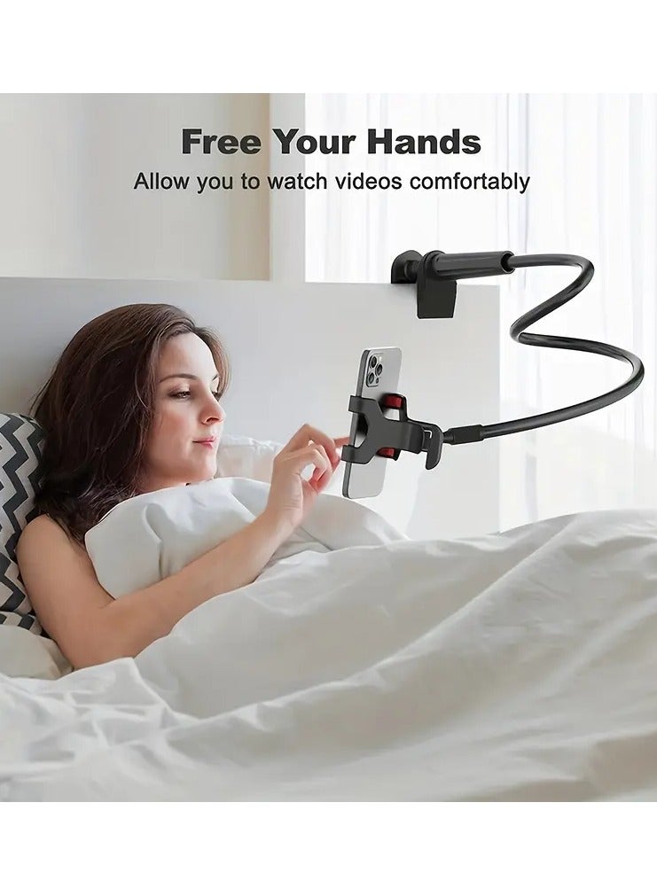NIBEMINENT 1pc Cell Phone Clip On Stand Holder - With Grip Flexible Long Arm Lazy Bracket Mount Clamp For IPhone 15 Pro Max, 12 13 14