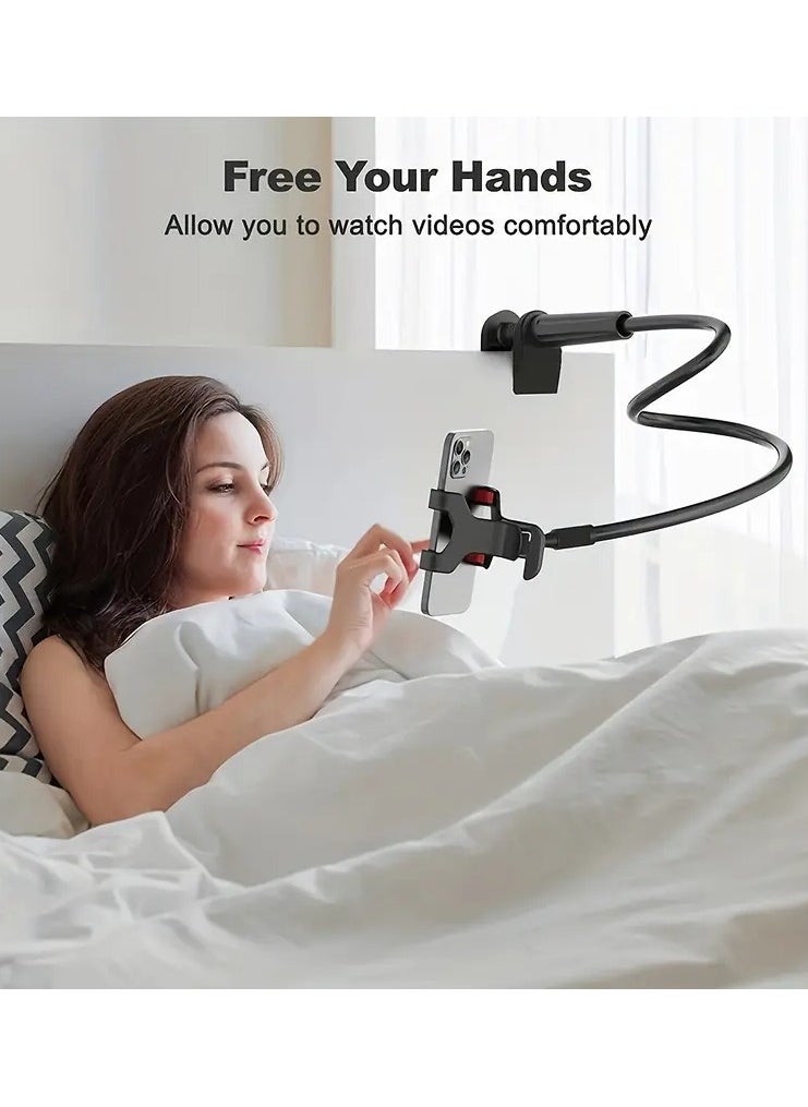NIBEMINENT 1pc Cell Phone Clip On Stand Holder - With Grip Flexible Long Arm Lazy Bracket Mount Clamp For IPhone 15 Pro Max, 12 13 14  - Image 1