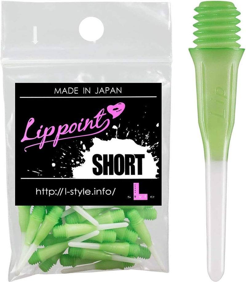 LSTYLE Short Lippoint Dart Tips – 2-Tone Green | 2BA Soft Tip Points – 1 Pack (30 Tips) - Image 1