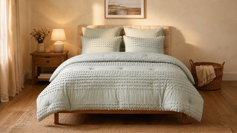 HOMETOPIA Luxury King Size 6-Piece Comforter Set 264×229 cm – Embossed Fabric, Ultra Soft & Breathable Fabric, Comfortable, All-Season Use, Premium Quality, Ideal for AC Rooms & Home Use in Saudi Arabia. - Image 1