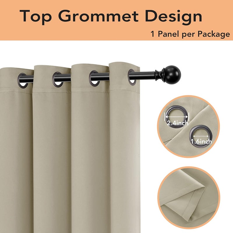 BONZER Room Divider Blackout Curtain Wide Room Darkening Total Privacy Wall Noise Reducing for Bedroom, 108L x 70W Inch (9L x 5.8W ft), 1 Panel, Cream - Image 3
