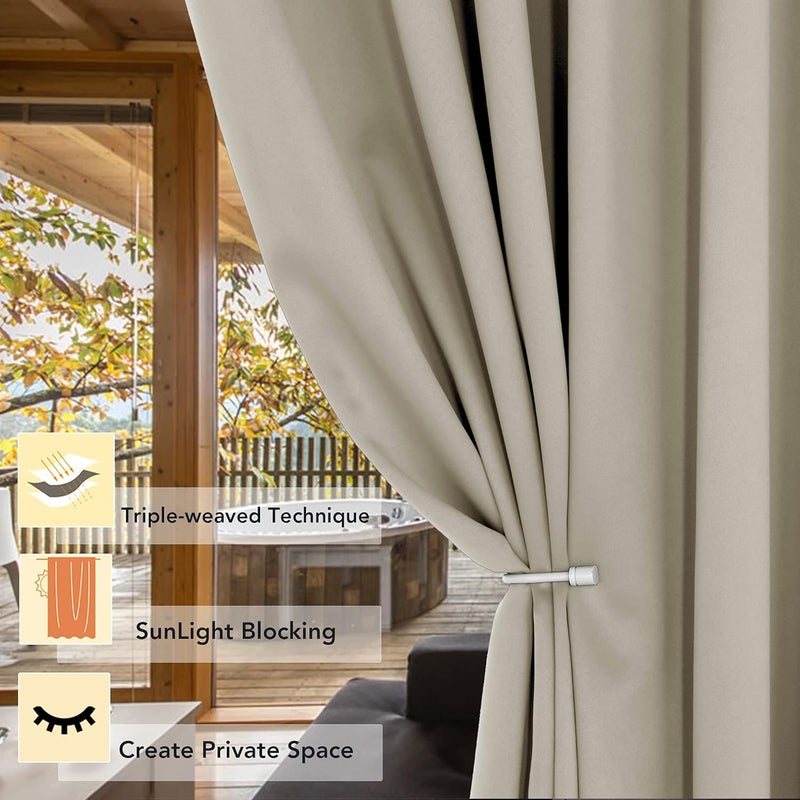 BONZER Room Divider Blackout Curtain Wide Room Darkening Total Privacy Wall Noise Reducing for Bedroom, 108L x 70W Inch (9L x 5.8W ft), 1 Panel, Cream - Image 2