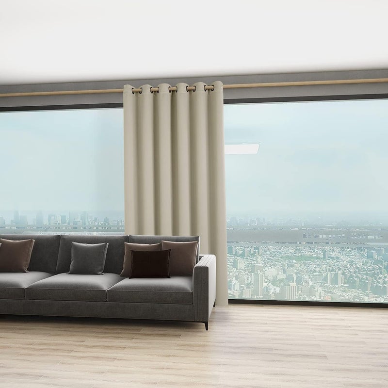 BONZER Room Divider Blackout Curtain Wide Room Darkening Total Privacy Wall Noise Reducing for Bedroom, 108L x 70W Inch (9L x 5.8W ft), 1 Panel, Cream - Image 4