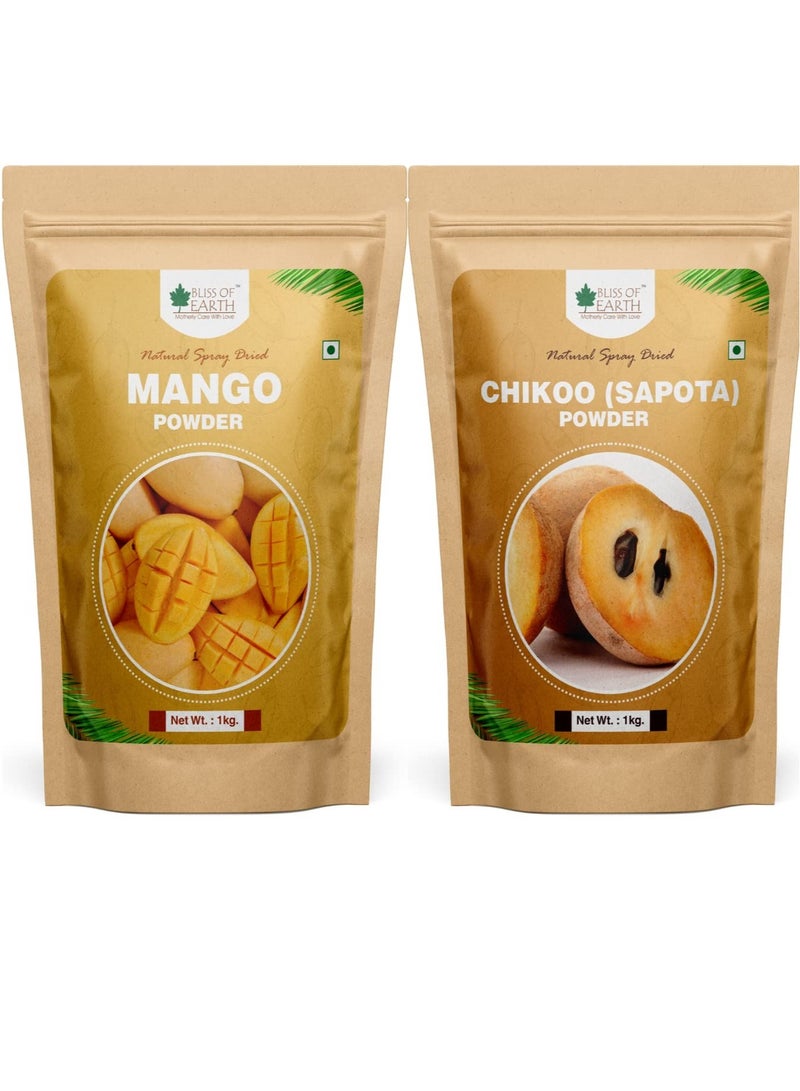 Bliss Of Earth 1kg Mango Powder & 1kg Chikoo Sapota Powder Natural Spray Dried - Image 1