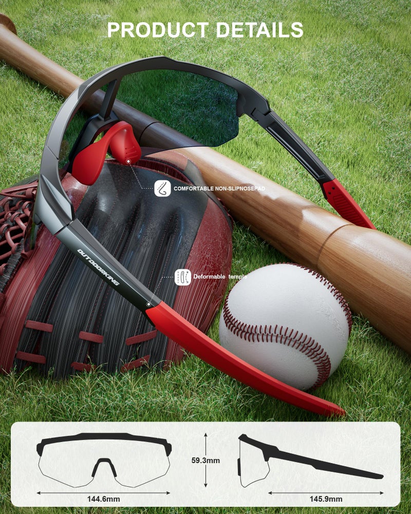 OUKEMAX Polarized Sports Sunglasses for Men Women, UV400 One-Piece Lens Sport Shades for Baseball, Running, Cycling, Fishing - Image 5