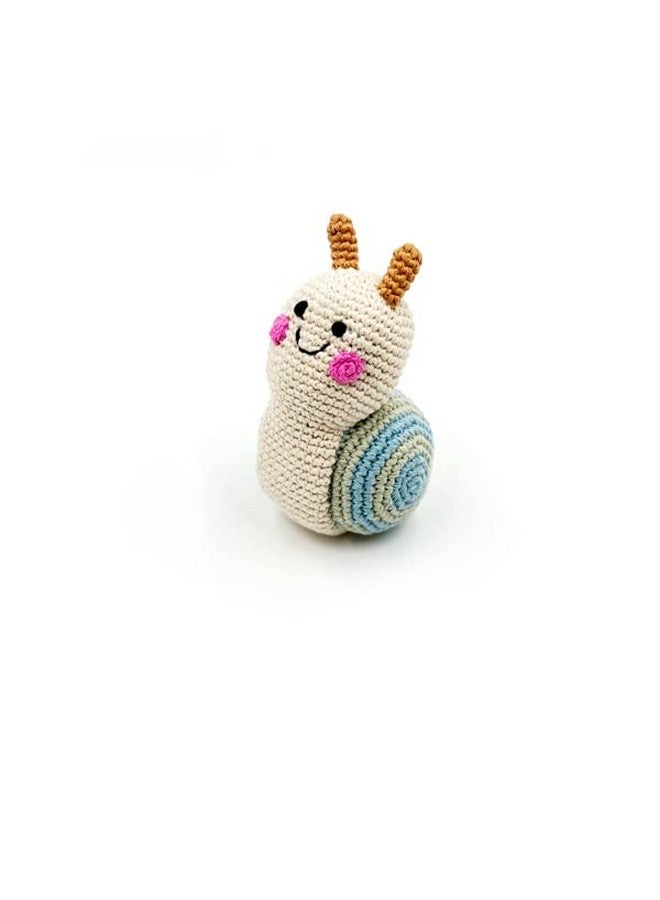 Pebble Fair Trade Handmade Crochet Cotton Snail Rattle - Cream - Image 1