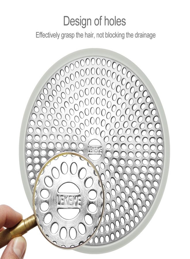 LEKEYE Shower Drain Hair Catcher | Strainer | Shower Stall Drain Cover | Bathroom Drain Protector Stainless Steel and Silicone(Light Gray) - Image 4