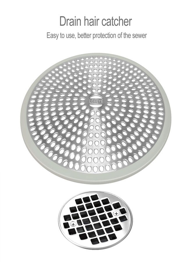 LEKEYE Shower Drain Hair Catcher | Strainer | Shower Stall Drain Cover | Bathroom Drain Protector Stainless Steel and Silicone(Light Gray) - Image 2