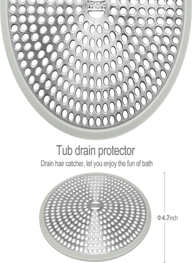 LEKEYE Shower Drain Hair Catcher | Strainer | Shower Stall Drain Cover | Bathroom Drain Protector Stainless Steel and Silicone(Light Gray) - Image 3