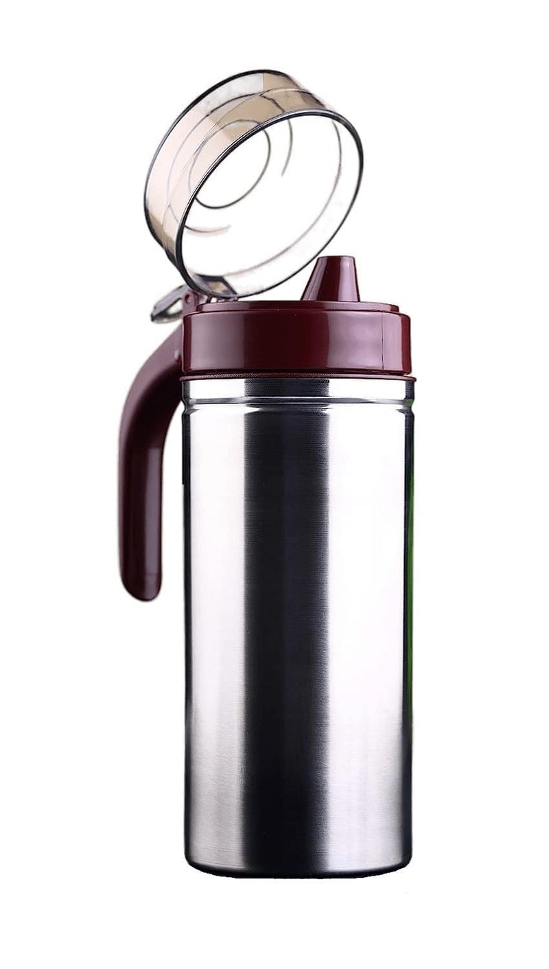 Entisia Stainless Steel Oil Dispenser Bottle Kitchen Essential Oil Pourer with Premium Nozzel Handle Lid Perfect Oil Container for Storing Pouring Liquids Cooking Vinegar Soy Sauce500ML