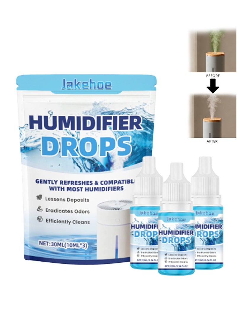 Jakehoe 3 عبوات من قطرات تنظيف المرطب مناسبة لجميع ماركات وطرازات أجهزة الترطيب تقلل من الترسبات الكلسية والتراكمات تنظف وتزيل الروائح الكريهة (10 مل + 10 مل + 10 مل) - Image 1