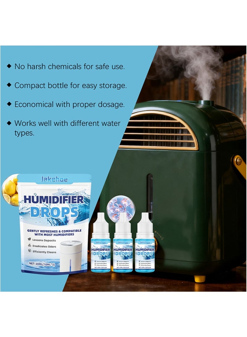 Jakehoe 3 عبوات من قطرات تنظيف المرطب مناسبة لجميع ماركات وطرازات أجهزة الترطيب تقلل من الترسبات الكلسية والتراكمات تنظف وتزيل الروائح الكريهة (10 مل + 10 مل + 10 مل) - Image 4