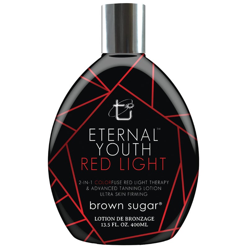 Brown Sugar Eternal Youth Tanning Lotion, 2-in-1 Color Fuse Red Light & Ultra Skin Firming Advanced Tanning Lotion with Peptides, Hyaluronic Acid, Green Tea & Aloe, 13.5 Fl Oz - Image 2