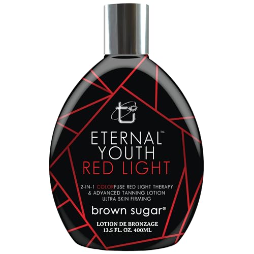Brown Sugar Eternal Youth Tanning Lotion, 2-in-1 Color Fuse Red Light & Ultra Skin Firming Advanced Tanning Lotion with Peptides, Hyaluronic Acid, Green Tea & Aloe, 13.5 Fl Oz - Image 1