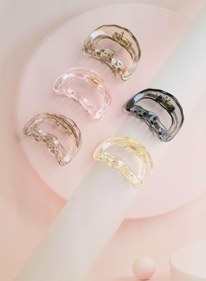RHOSYN HAIR ACCESSORIES Transparent Hair Claw Clips Korean Clutchers for Women & Girls Acrylic Crystal Barrettes Fancy Juda Bun Clip Ponytail Holders (Pack-5) - Image 1