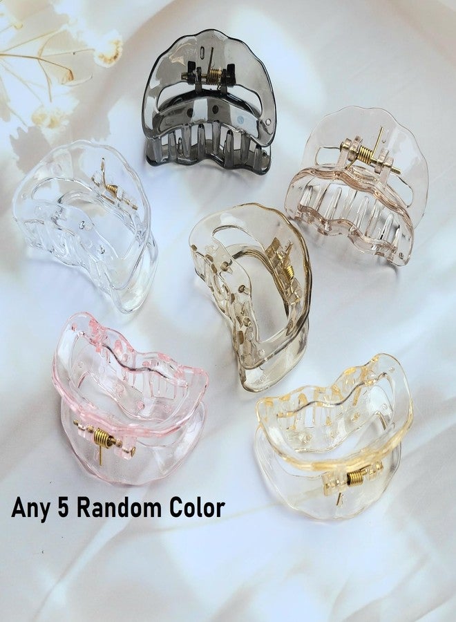 RHOSYN HAIR ACCESSORIES Transparent Hair Claw Clips Korean Clutchers for Women & Girls Acrylic Crystal Barrettes Fancy Juda Bun Clip Ponytail Holders (Pack-5) - Image 2