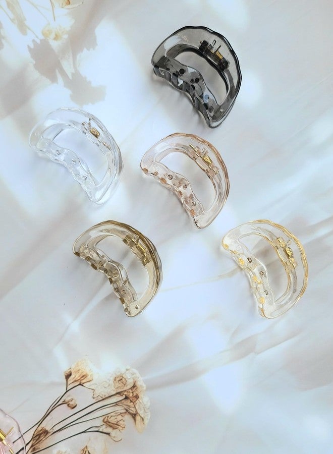RHOSYN HAIR ACCESSORIES Transparent Hair Claw Clips Korean Clutchers for Women & Girls Acrylic Crystal Barrettes Fancy Juda Bun Clip Ponytail Holders (Pack-5) - Image 3
