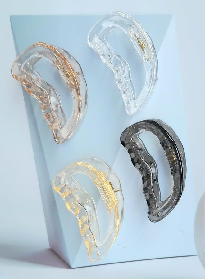 RHOSYN HAIR ACCESSORIES Transparent Hair Claw Clips Korean Clutchers for Women & Girls Acrylic Crystal Barrettes Fancy Juda Bun Clip Ponytail Holders (Pack-5) - Image 4