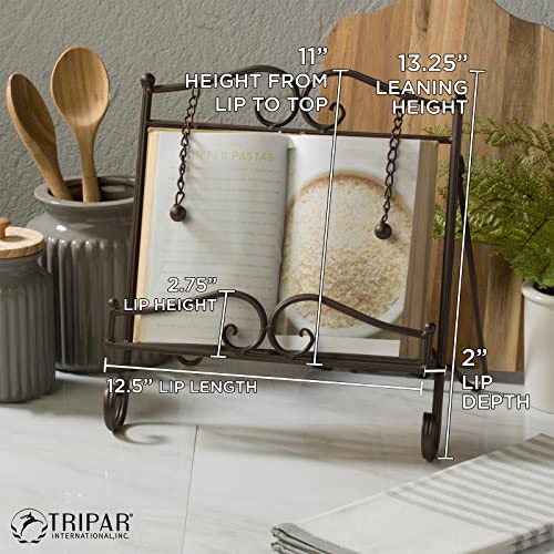 Tripar Swirl Design Metal Cookbook Stand for Cookbooks, Tablets, Recipes, Portable, Adjustable, Free Standing - Image 2