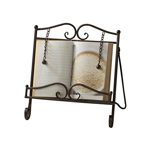 Tripar Swirl Design Metal Cookbook Stand for Cookbooks, Tablets, Recipes, Portable, Adjustable, Free Standing - Image 1