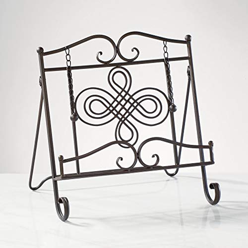 Tripar Swirl Design Metal Cookbook Stand for Cookbooks, Tablets, Recipes, Portable, Adjustable, Free Standing - Image 5