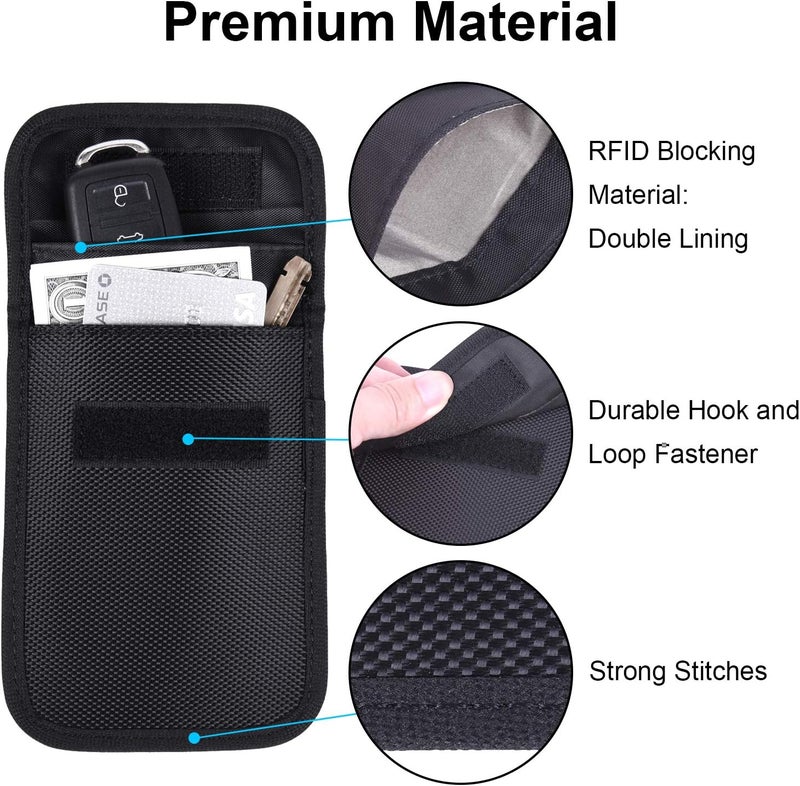 Wisdompro RFID Key FOB Protector for Car Key Signal Blocking, WP4697 Faraday Bag for Anti-Hacking, Anti-Theft Pouch - Image 5