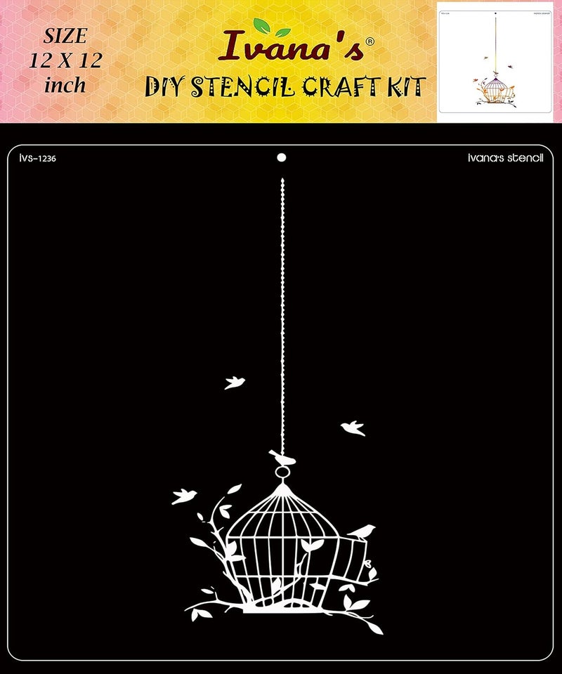 ivana's Ivana's Art & Craft Stencil for Art & Craft, Reusable DIY Decorative Stencil for Painting on Canvas, Fabric, Cloth, Paper, Glass, Furniture and Wall, Size - 12 x 12 inch, IVS-1236  - Image 1
