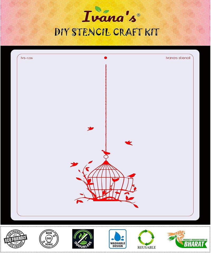 ivana's Ivana's Art & Craft Stencil for Art & Craft, Reusable DIY Decorative Stencil for Painting on Canvas, Fabric, Cloth, Paper, Glass, Furniture and Wall, Size - 12 x 12 inch, IVS-1236  - Image 2