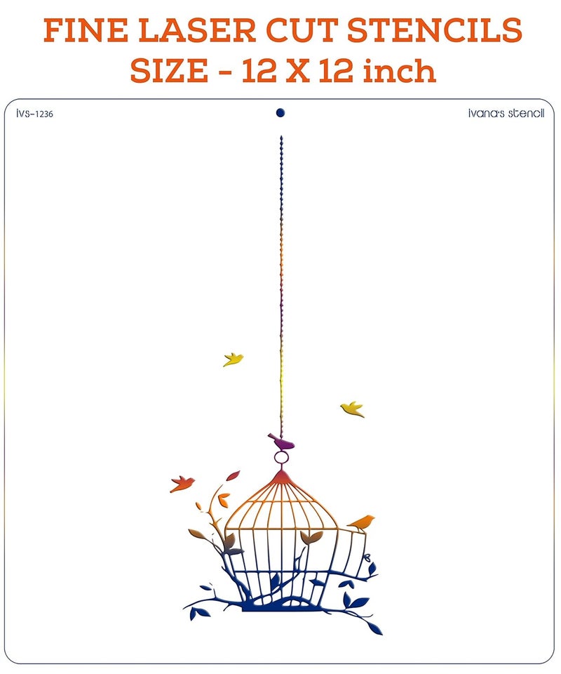 ivana's Ivana's Art & Craft Stencil for Art & Craft, Reusable DIY Decorative Stencil for Painting on Canvas, Fabric, Cloth, Paper, Glass, Furniture and Wall, Size - 12 x 12 inch, IVS-1236  - Image 3