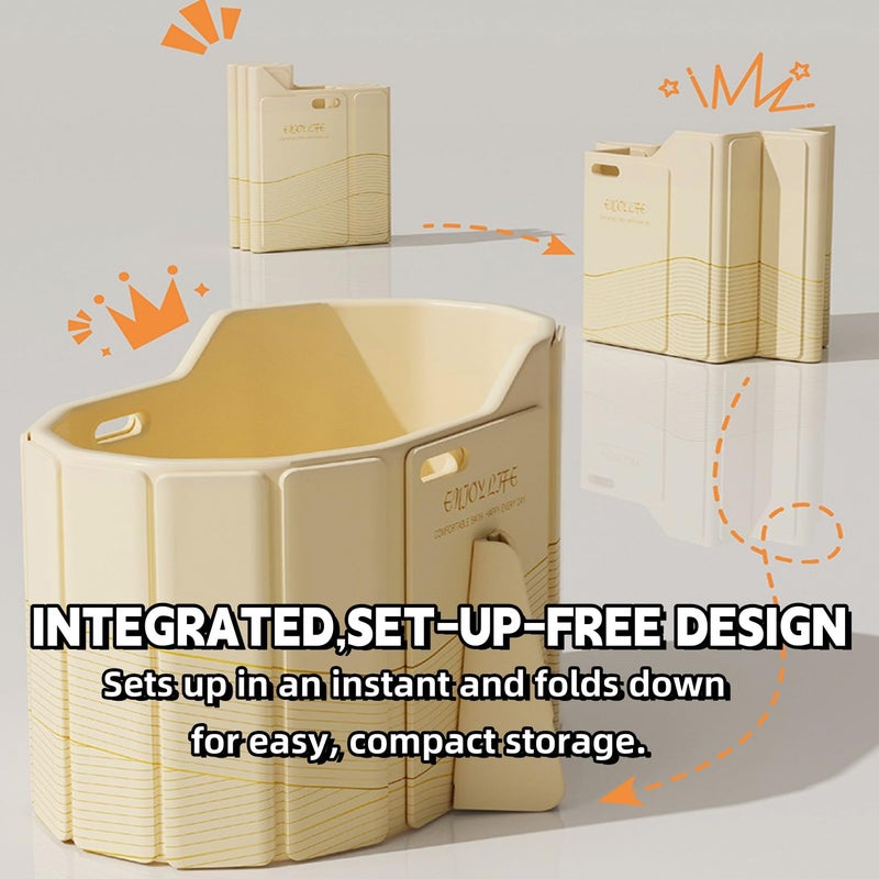 Houtclort Foldable Bathtub for Adult Large Foldable Collapsible tub Portable Bathtub for Bathroom Folding SPA Tub for Shower Stall, Ideal for Small Spaces - Quick, Effortless Folding Bathtubs (Golden) - Image 4
