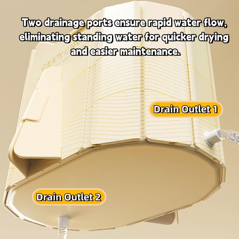 Houtclort Foldable Bathtub for Adult Large Foldable Collapsible tub Portable Bathtub for Bathroom Folding SPA Tub for Shower Stall, Ideal for Small Spaces - Quick, Effortless Folding Bathtubs (Golden) - Image 3