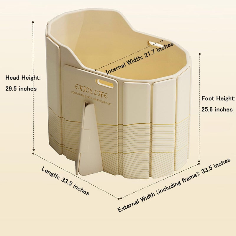 Houtclort Foldable Bathtub for Adult Large Foldable Collapsible tub Portable Bathtub for Bathroom Folding SPA Tub for Shower Stall, Ideal for Small Spaces - Quick, Effortless Folding Bathtubs (Golden) - Image 2