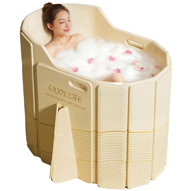 Houtclort Foldable Bathtub for Adult Large Foldable Collapsible tub Portable Bathtub for Bathroom Folding SPA Tub for Shower Stall, Ideal for Small Spaces - Quick, Effortless Folding Bathtubs (Golden) - Image 1
