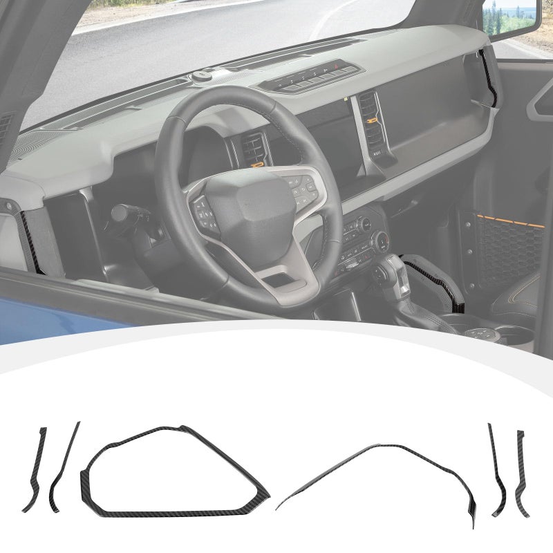 RAZPOY Center Console Dash Grab Handle Cover Trim Compatible with 20212024 Ford Bronco Interior Accessories Carbon Fiber Not for Bronco Sport - Image 2