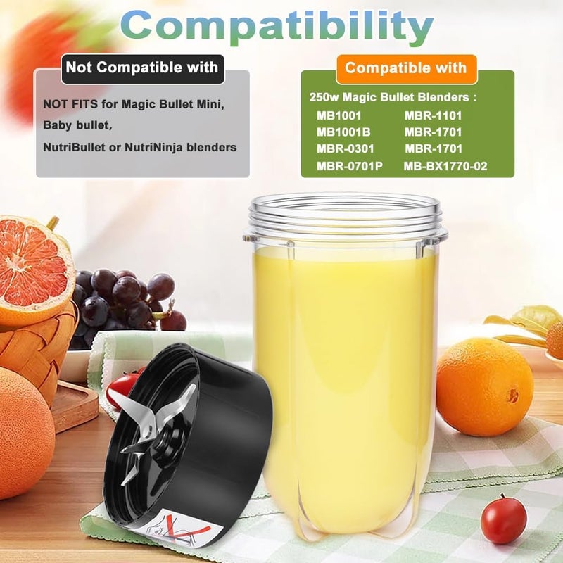 QueenTrade Replacement Cross Blade + 16oz Cup Set for Magic Bullet, Replacement Parts compatible with 250 W Magic Bullet MB1001 Blender - Image 3